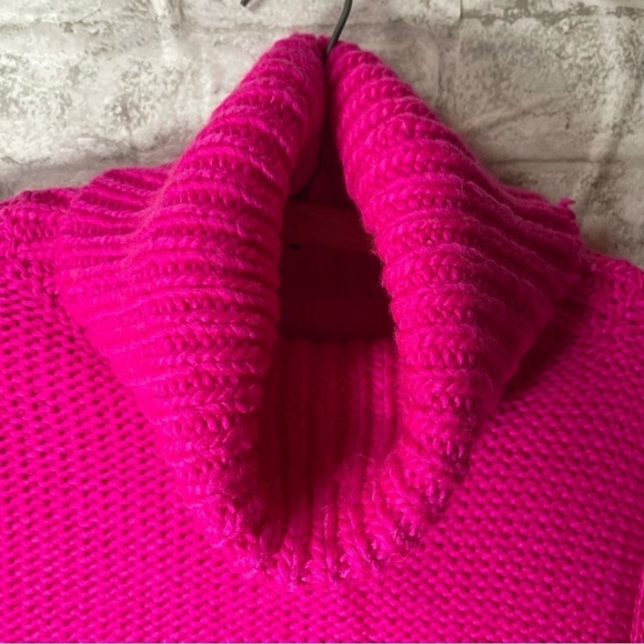 Lou & Grey for Loft‎ Sweater Women’s Sz XS Fushia Fringe Turtleneck - Picture 6 of 8